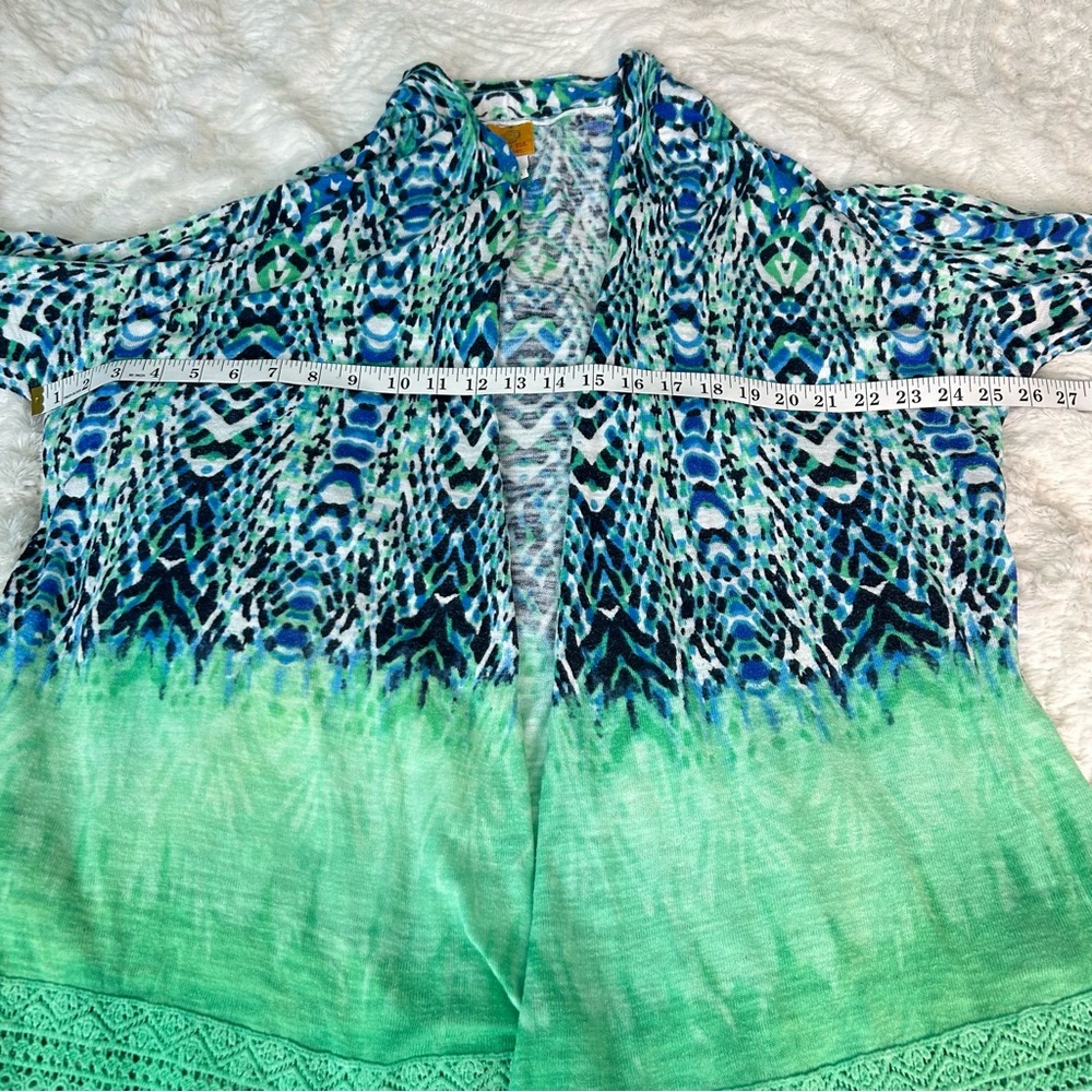 Ruby Rd. Multicolored Open-Front Cardigan With Lace Hem - Picture 9 of 10